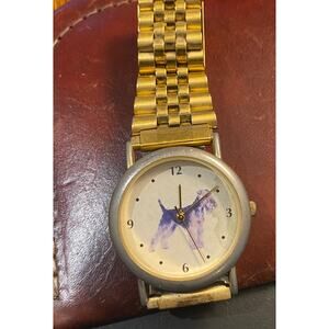 Women's 30mm Gold Tone Watch, Terrier Design Face